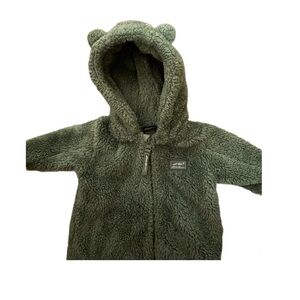 Eddie Bauer Olive Green Hooded Onesie Sz 3-6 Months